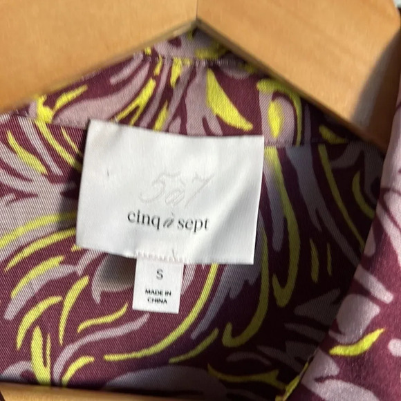 Cinq A Sept Purple Blanche Rhinestone Printed Button Front Top - Picture 8 of 15